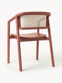 Silla con reposabrazos con tejido vienés Gali, Estructura: madera de fresno maciza c, Asiento: contrachapado de madera d, Terracota, beige, An 56 x F 55 cm