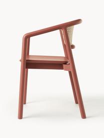 Silla con reposabrazos con tejido vienés Gali, Estructura: madera de fresno maciza c, Asiento: contrachapado de madera d, Terracota, beige, An 56 x F 55 cm