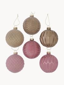 Set 6 palline di Natale Jarina, Vetro laccato, Beige, rosa, Ø 8 x Alt. 8 cm