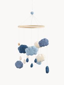 Mobile pour bébé artisanal Clouds, Tons bleus, Ø 22 x haut. 57 cm