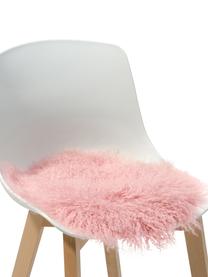 Podsedák na židli z jehněčí kůže s dlouhým vlasem Ella, Růžová