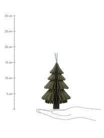 Décorations de sapin de Noël Tresa, 2 élém., Papier, Vert olive, blanc, Ø 9 x haut. 15 cm