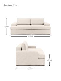 Sofá modular Russell (3 plazas), desenfundable, Tapizado: 100% algodón Alta resiste, Tapizado: relleno de espuma, Estructura: madera contrachapada de p, Patas: plástico, Tejido beige claro, An 206 x F 103 cm
