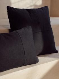 Poszewka na poduszkę z bawełny z przeszyciem Terre, 70% bawełna, 30% len, Antracytowy, S 30 x D 50 cm