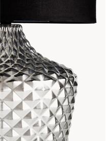 Lámpara de noche grande de vidrio Brilliant Jewel, Pantalla: tela, Cable: cubierto en tela, Gris, negro, Ø 32 x Al 56 cm