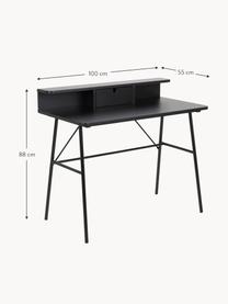 Schreibtisch Pascal mit Schublade, Beine: Metall, lackiert, Tischplatte und Aufbau: Mitteldichte Holzfaserpla, Schwarz, B 100 x T 55 cm