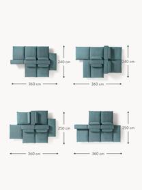 Sofa modułowa XL Felix, Tapicerka: 100% poliester Dzięki tka, Nogi: tworzywo sztuczne Ten pro, Turkusowo-zielona tkanina, B 360 x T 240 cm