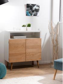 Credenza stile nordico con scompartimento Pedro, Bianco, legno di pino, Larg. 80 x Alt. 89 cm