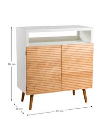 Scandi dressoir Pedro met opbergvak, Frame: gelakt MDF, Wit, grenenhoutkleurig, 80 x 89 cm