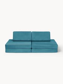 Ręcznie wykonana dziecięca sofa modułowa z aksamitu Mila, Tapicerka: aksamit (100% poliester) , Turkusowy aksamit, S 168 x G 84 cm