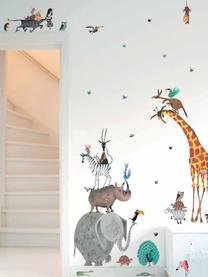 Set de pegatinas para pared Animals, 39 pzas., Lámina de vinilo autoadhesiva mate, Multicolor, Set de diferentes tamaños