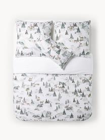 Housse de couette design en percale Forest, Blanc, tons verts, larg. 200 x long. 200 cm