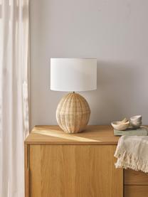 Lampada da tavolo grande con base in rattan Magnus, Paralume: tessuto (100 % poliestere, Base della lampada: 100 % rattan, Bianco, marrone chiaro, Ø 32 x Alt. 51 cm