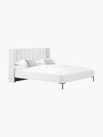 Letto imbottito Dusk, Rivestimento: tessuto finemente struttu, Piedini: metallo verniciato a polv, Tessuto grigio chiaro, Larg. 140 x Lung. 200 cm