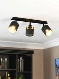 Faretti da soffitto Esteperra, Struttura: acciaio rivestito, Nero, dorato, Larg. 58 x Alt. 17 cm