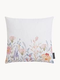 Housse de coussin d'extérieur en coton bio Wildgarden, Blanc crème, tons pastel, larg. 30 x long. 50 cm