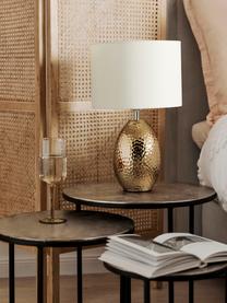Tischlampe Eleanora in Weiß-Gold, Lampenschirm: Textil, Lampenfuß: Keramik, Weiß, Goldfarben, Ø 28 x H 45 cm