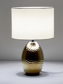 Tischlampe Eleanora in Weiss-Gold, Lampenschirm: Textil, Weiss, Goldfarben, Ø 28 x H 45 cm