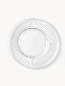 Piatti da colazione con struttura millerighe Effie 4 pz, Vetro, Trasparente, Ø 21 cm