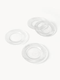 Platos postre con relieves Effie, 4 uds., Vidrio, Transparente, Ø 21 cm