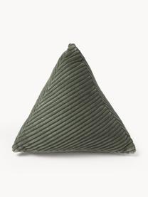 Trojuholníkový menčestrový vankúš Kylen, Olivovozelená, Š 40 x D 40 cm