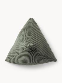 Trojúhelníkový manšestrový polštář Kylen, Olivově zelená, Š 40 cm, D 40 cm
