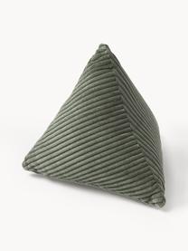 Driehoekige corduroy kussen Kylen, Olijfgroen, B 40 x L 40 cm