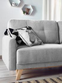 Samt-Schlafsofa Balio (3-Sitzer) mit Stauraum, Bezug: 100 % Polyestersamt Der h, Gestell: Massives Kiefernholz, Spa, Samt Hellgrau, B 216 x T 102 cm