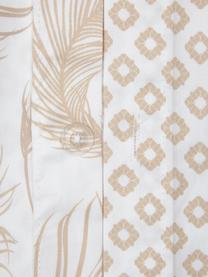 Dwustronna pościel z satyny bawełnianej Feather, Beżowy, biały, 135 x 200 cm + 1 poduszka 80 x 80 cm