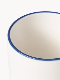 Tasses à café en porcelaine Facile, 2 pièces, Porcelaine robuste de haute qualité (env. 50 % kaolin, 25 % quartz et 25 % feldspath), Blanc cassé avec bordure bleu foncé, Ø 8 x haut. 11 cm, 385 ml