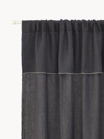 Cortinas semitransparente de lino con dobladillo Eleonara, 2 uds., 100% lino, Gris antracita, An 145 x L 260 cm