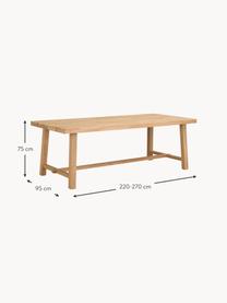 Verlengbare eettafel Brooklyn van eikenhout, verschillende formaten, Massief eikenhout, geborsteld en licht gelakt

Dit product is gemaakt van duurzaam geproduceerd, FSC®-gecertificeerd hout., Eikenhout, B 170/220 x D 95 cm