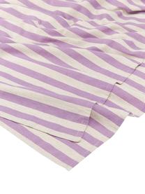 Nappe en coton rayé Alodie, 85 % coton, 15 % lin, Lilas, blanc, larg. 140 x haut. 250 cm