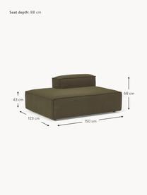 Chaise longue module Lennon uit bouclé, Bekleding: bouclé (100% polyester) M, Frame: massief grenenhout, multi, Poten: kunststof Dit product is , Bouclé olijfgroen, B 150 x D 119 cm, rugleuning rechts