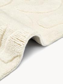 Handgeweven wollen vloerkleed Clio met hoog-laag structuur, Onderzijde: 100 % katoen, GRS-gecerti, Crèmewit, B 160 x L 230 cm (maat M)