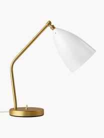 Tafellamp Gräshoppa, Lampenkap: gepoedercoat staal, Wit glanzend, messing, B 48 x H 44 cm