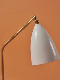 Lampa stołowa Gräshoppa, Stelaż: mosiądz, Biały błyszczący, mosiądz, S 48 x W 44 cm