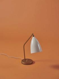 Tafellamp Gräshoppa, Lampenkap: gepoedercoat staal, Wit glanzend, messing, B 48 x H 44 cm