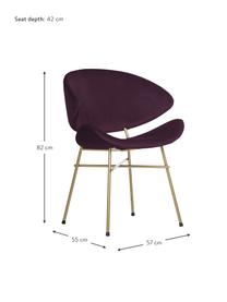 Silla tapizada en terciopelo Cheri, tapizado hidrófugo, Tapizado: 100% poliéster (tercipelo, Asiento: tablero de madera contrac, Estructura: acero con pintura en polv, Terciopelo lila, latón, An 57 x F 55 cm