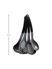 Utensili da cucina color nero Optima 4 pz, Nylon, Nero, grigio, Set in varie misure