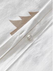 Taie d'oreiller en flanelle avec sapins X-mas Tree, Blanc, beige, larg. 50 x long. 70 cm