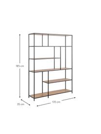 Regał Seaford, Stelaż: metal malowany proszkowo, O wyglądzie drewna naturalnego, czarny, S 135 x W 185 cm