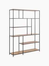 Estantería grande Seaford, Estantes: tablero de fibras de dens, Estructura: metal con pintura en polv, Beige en aspecto madera, negro, An 135 x Al 185 cm