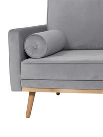 Samt-Sofa Saint (3-Sitzer) in Grau mit Eichenholz-Füße, Bezug: Samt (Polyester) Der hoch, Gestell: Massives Eichenholz, Span, Samt Grau, B 210 x T 93 cm