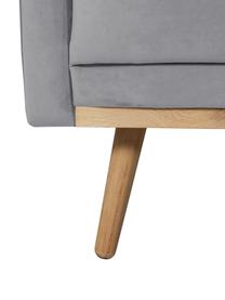 Samt-Sofa Saint (3-Sitzer) in Grau mit Eichenholz-Füße, Bezug: Samt (Polyester) Der hoch, Gestell: Massives Eichenholz, Span, Samt Grau, B 210 x T 93 cm