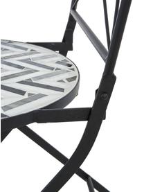 Balkonstoelen Verano, 2 stuks met mozaïek, Frame: gepoedercoat metaal, Zitvlak: steenmozaïek, Grijs, wit, zwart, B 40 x D 52 cm