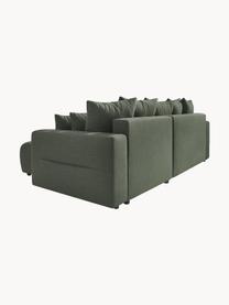 Divano letto angolare 4 posti con contenitore Elvi, Rivestimento: poliestere con rivestimen, Sottostruttura: legno, molle Nosag, Piedini: materiale sintetico Il te, Tessuto verde oliva, nero, Larg. 282 x Prof. 153 cm