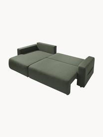 Divano letto angolare 4 posti con contenitore Elvi, Rivestimento: poliestere con rivestimen, Sottostruttura: legno, molle Nosag, Piedini: materiale sintetico Il te, Tessuto verde oliva, nero, Larg. 282 x Prof. 153 cm