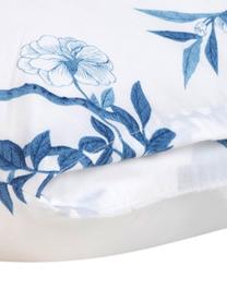 Funda de almohada de percal Annabelle, 45 x 85 cm, Blanco, azul, An 45 x L 85 cm