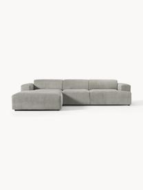 Cord-Ecksofa Melva (4-Sitzer), Bezug: Cord (92% Polyester, 8% P, Gestell: Massives Kiefernholz, FSC, Füße: Kunststoff, Cord Grau, B 319 x T 195 cm, Eckteil links